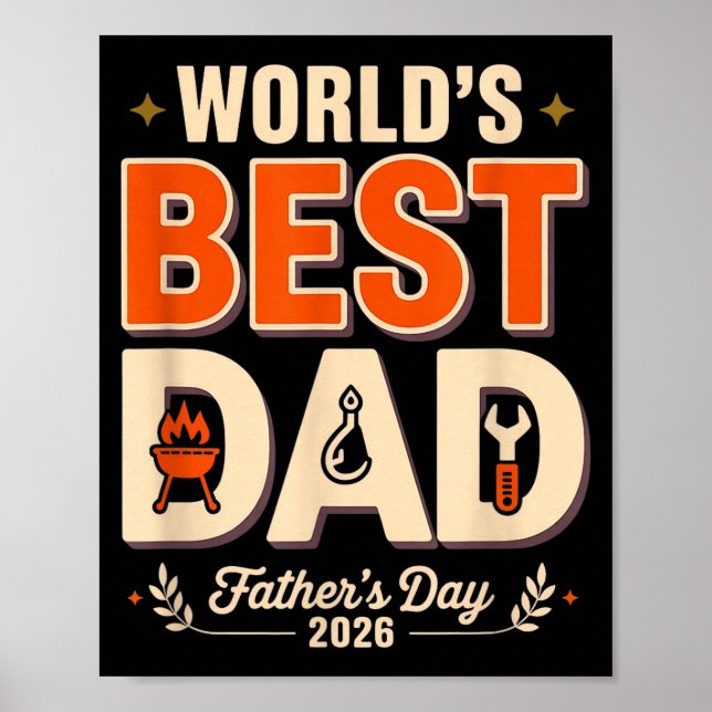 Worlds dad grill master funny bbq humour fathers poster (Front)
