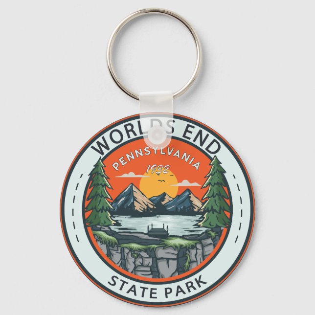 Worlds End State Park Pennsylvania Badge Keychain (Front)