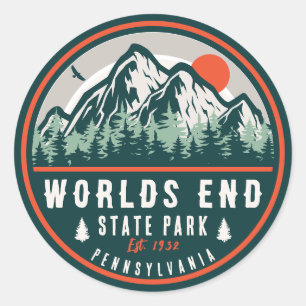 Worlds End State Park Pennsylvania Retro Sunset Classic Round Sticker
