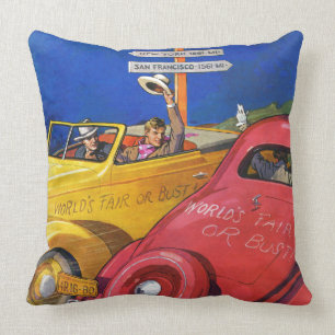 World's Fair or Bust Throw Pillow