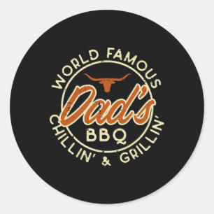 Worlds Famous Dads Bbq Grillin Barbecue Fathers Da Classic Round Sticker