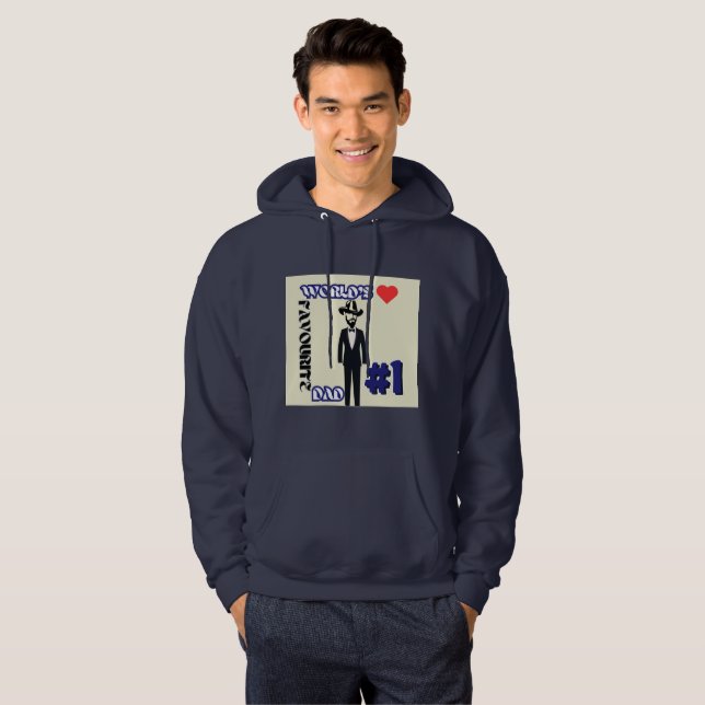 World's Favourite Dad #1 Navy Hoodie (Front Full)