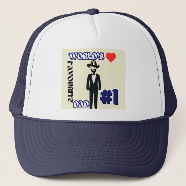 World's Favourite Dad #1 Navy Trucker Hat (Front)