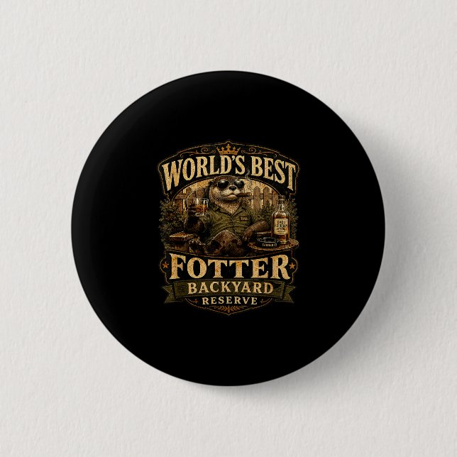 Worlds fotter funny otter backyard dad pun 2 inch round button (Front)