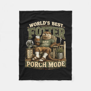 Worlds fotter porch mode funny otter dad pun fleece blanket
