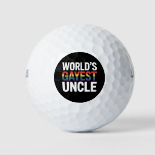 World's Gayest Uncle LGBTQ Gay Pride Ally Rainbow Golf Balls