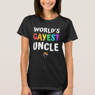 Worlds Gayest Uncle Pride Rainbow Flag Love Lgbt L T-Shirt