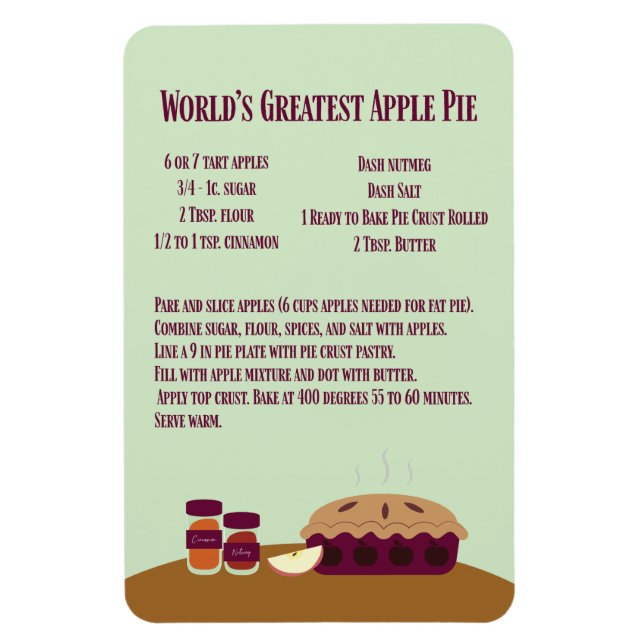 World's Greatest Apple Pie Recipe  Magnet (Vertical)