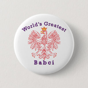 World's Greatest Babci Red Eagle 2 Inch Round Button
