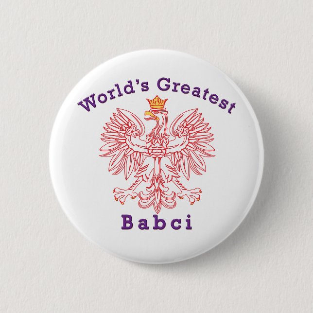 World's Greatest Babci Red Eagle 2 Inch Round Button (Front)