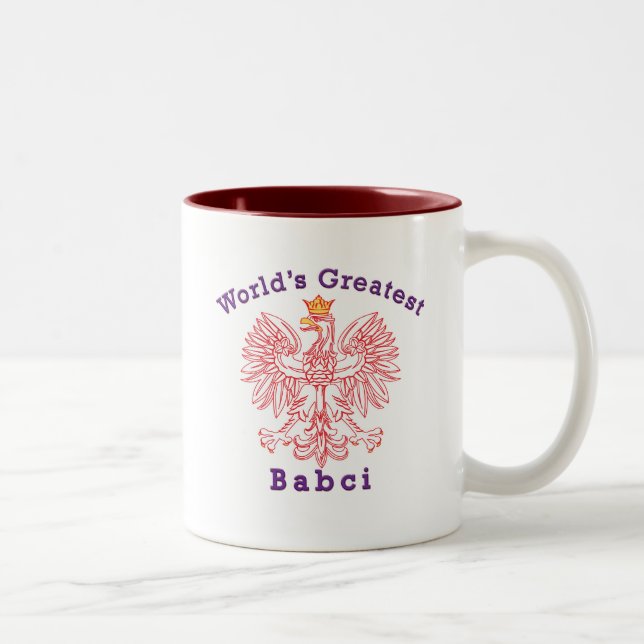 World's Greatest Babci Red Eagle Two-Tone Coffee Mug (Right)