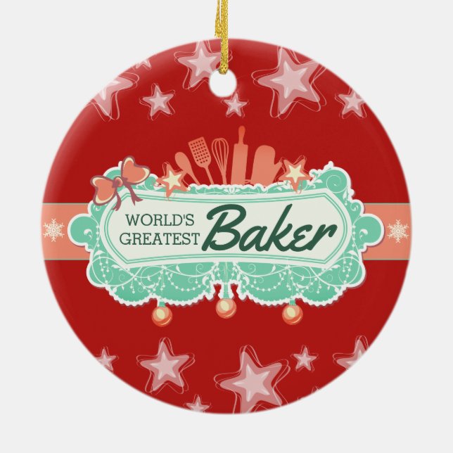 Worlds greatest baker culinary Christmas ornament (Back)