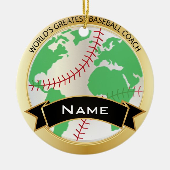 World's Greatest Baseball Coach | DIY Text Ceramic Ornament (Front)