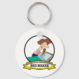 WORLDS GREATEST BED MAKER WOMEN CARTOON KEYCHAIN