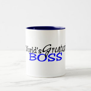 Worlds Greatest Boss Black Blue Two-Tone Coffee Mug