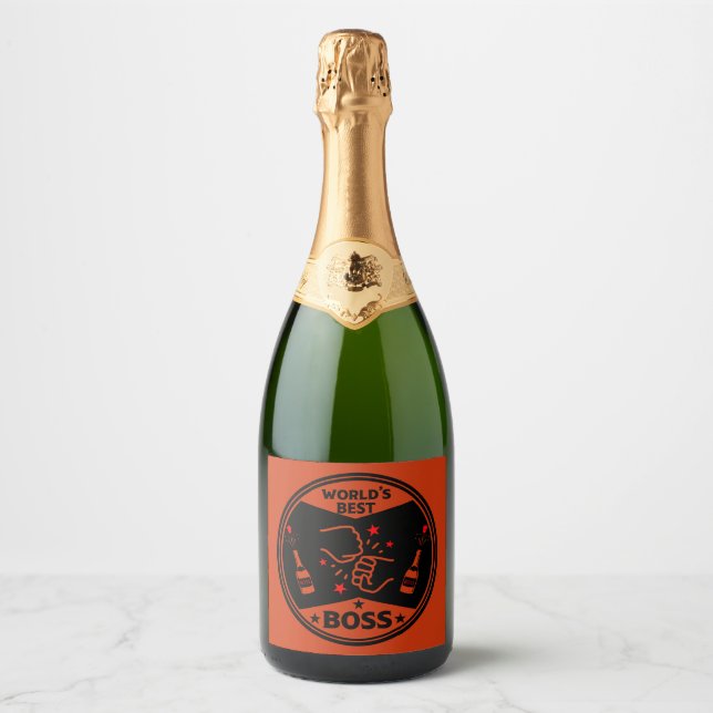 World's Greatest Boss Sparkling Wine Label (Front)