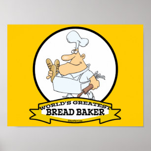 WORLDS GREATEST BREAD BAKER MEN CARTOON POSTER