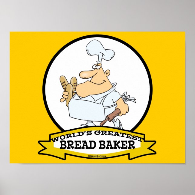 WORLDS GREATEST BREAD BAKER MEN CARTOON POSTER (Front)