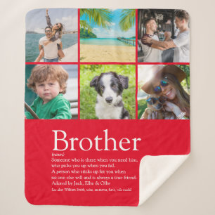 World's Greatest Brother 6 Photo Collage Red Sherpa Blanket