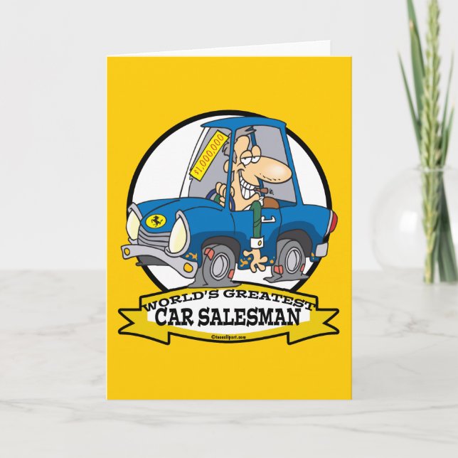 WORLDS GREATEST CAR SALESMAN MEN CARTOON CARD (Front)