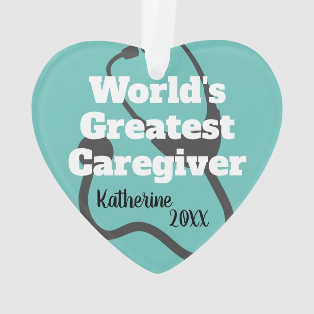 World's Greatest Caregiver Personalized Christmas Ornament (Back)
