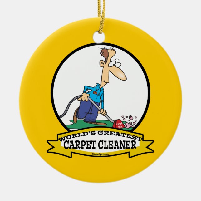 WORLDS GREATEST CARPET CLEANER MEN CARTOON CERAMIC ORNAMENT (Front)