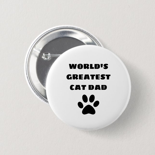 World's Greatest Cat Dad Custom Text Personalized 2 Inch Round Button (Front & Back)