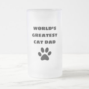 World's Greatest Cat Dad Custom Text Personalized Frosted Glass Beer Mug