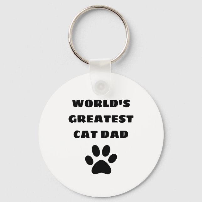 World's Greatest Cat Dad Custom Text Personalized Keychain (Front)