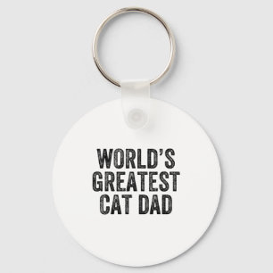 World's Greatest Cat Dad Funny Dad Joke Father's D Keychain