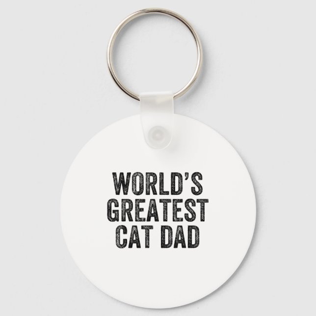 World's Greatest Cat Dad Funny Dad Joke Father's D Keychain (Front)