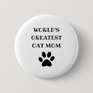 World's Greatest Cat Mom Custom Text Personalized 2 Inch Round Button