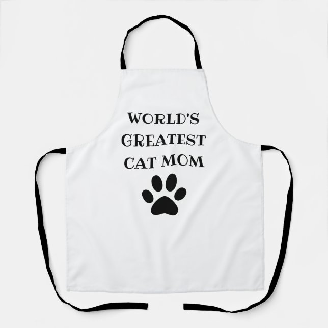 World's Greatest Cat Mom Custom Text Personalized Apron (Front)