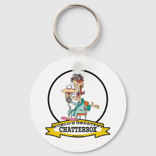 WORLDS GREATEST CHATTERBOX WOMEN CARTOON KEYCHAIN