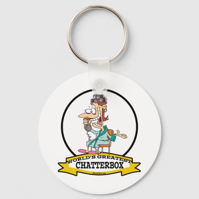 WORLDS GREATEST CHATTERBOX WOMEN CARTOON KEYCHAIN (Front)
