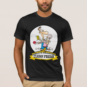 WORLDS GREATEST CLEAN FREAK MEN CARTOON T-Shirt