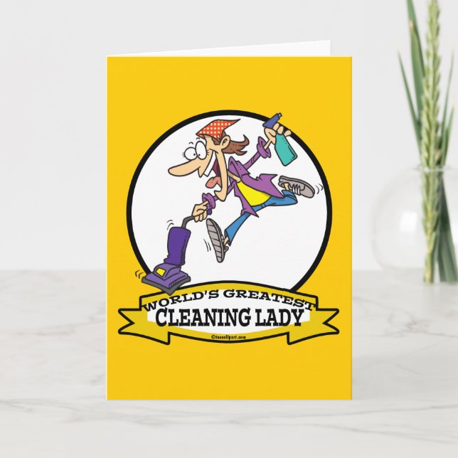 WORLDS GREATEST CLEANING LADY II WOMEN CARTOON CARD (Front)