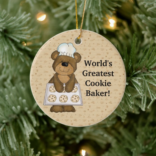 World's Greatest Cookie Baker bear Ceramic Ornament (Tree)