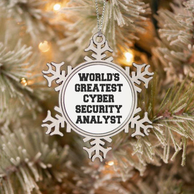 Worlds Greatest Cyber Security Analyst Snowflake Pewter Christmas Ornament (Tree)