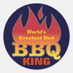 World's Greatest Dad BBQ KING Classic Round Sticker