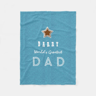World's Greatest DAD Blue Brick Custom Name Z3D Fleece Blanket