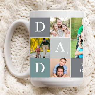 Worlds Greatest Dad Colour Grid 5 Photo Collage Mug
