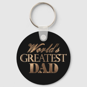 World's Greatest Dad Elegant Black Gold Typography Keychain