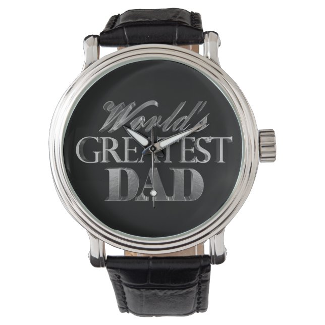 World's Greatest Dad Elegant Black Grey Typography Watch (Front)