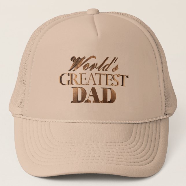 World's Greatest Dad Elegant Chic Gold Typography Trucker Hat (Front)