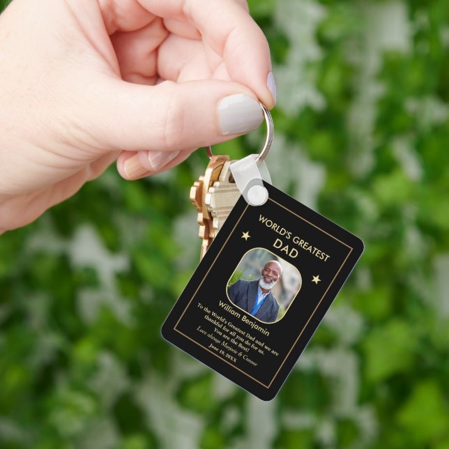 World's Greatest Dad Father Photo Custom   Keychain (Hand)