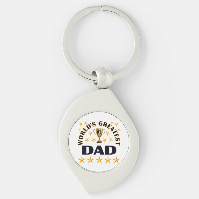 World's Greatest Dad, gold stars, Keychain (Front)
