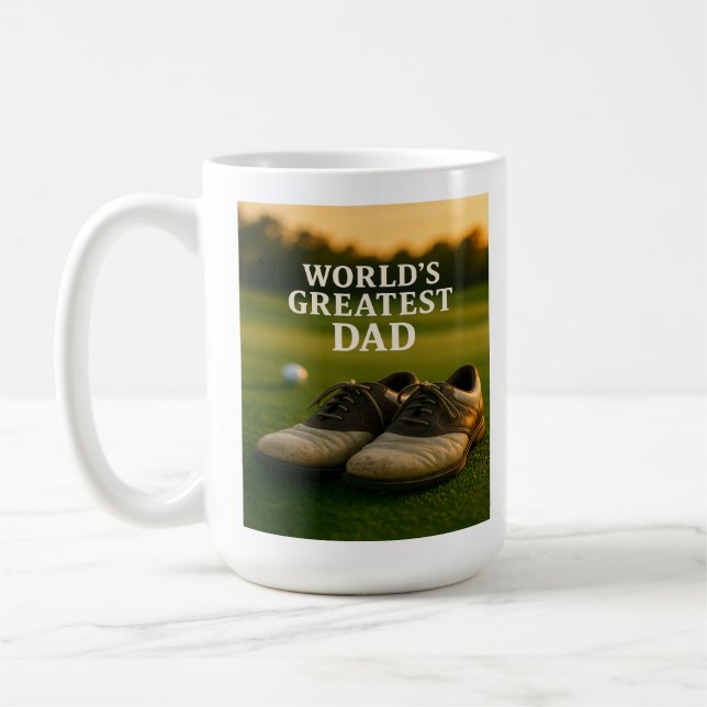 World's Greatest Dad – Golf Shoes at Sunset Coffee Mug (Left)