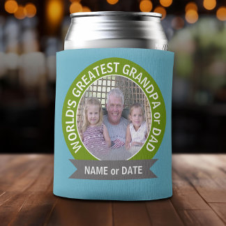 World's Greatest Dad Grandpa Custom Photo Template Can Cooler