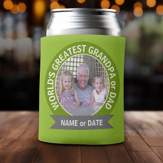 World's Greatest Dad Grandpa Custom Photo Template Can Cooler